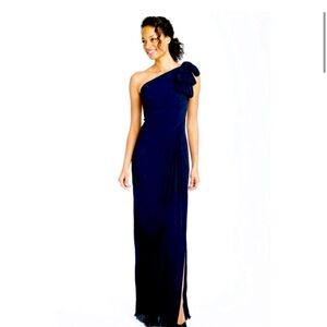 Tadashi Shoji One Shoulder Navy Dress